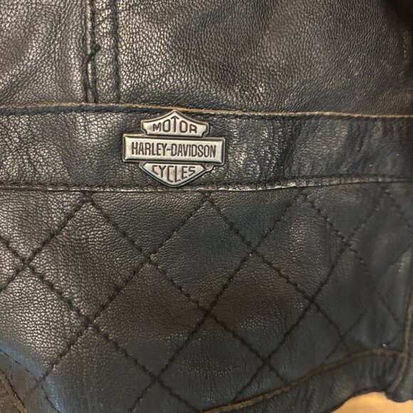 Harley Davidson Distressed Leather Riding Jacket Wms Large - Picture 7 of 7